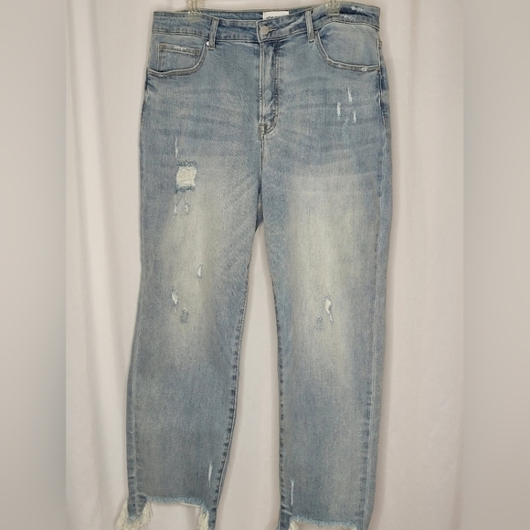 Insane Gene Plus Size High-Rise Button Fly Distressed Girlfriend Jeans - Sz 2XL - Picture 1 of 14